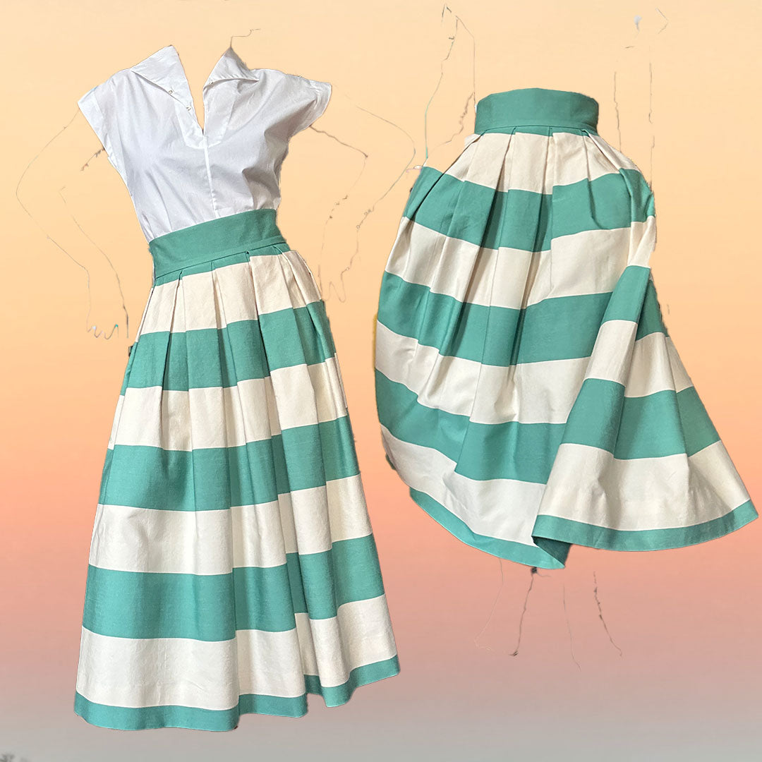 Awning Stripe Ankle Skirt
