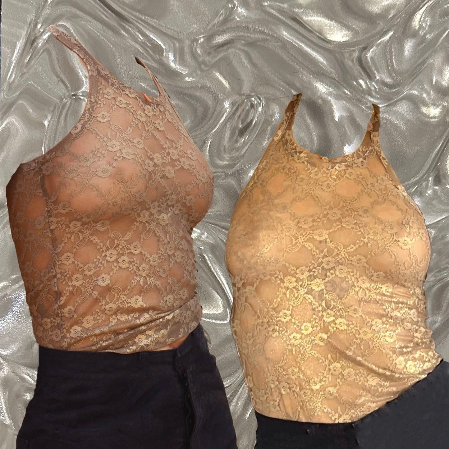 gold stretch lace tank top